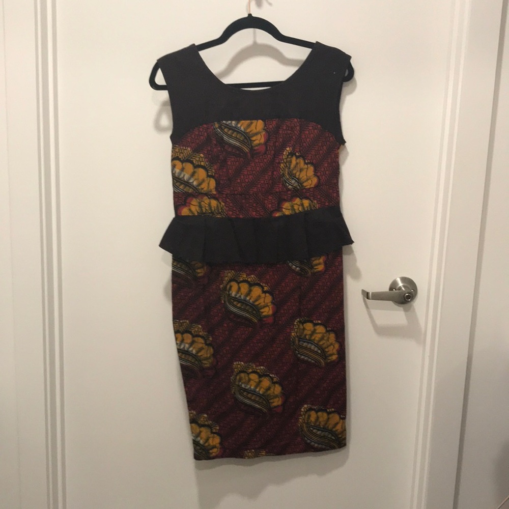 Peplum wax block print dress